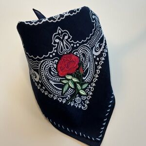 Embroidered Bandana with Rose Design
